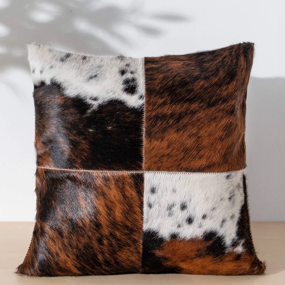 Cowhide Patchwork Pillow